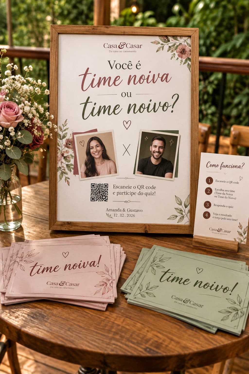 Quadro Time Noiva ou Time Noivo com QR Code
